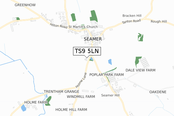 TS9 5LN map - small scale - OS Open Zoomstack (Ordnance Survey)