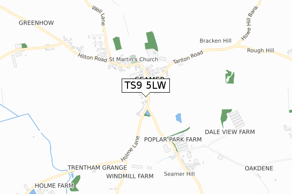 TS9 5LW map - small scale - OS Open Zoomstack (Ordnance Survey)