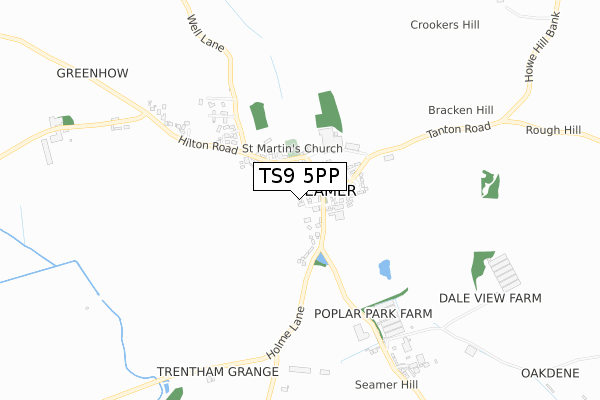 TS9 5PP map - small scale - OS Open Zoomstack (Ordnance Survey)