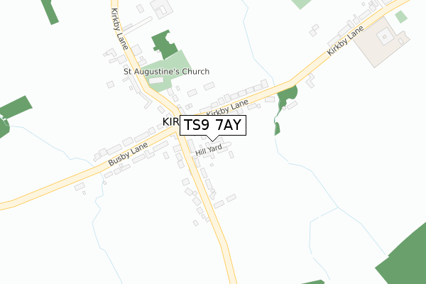 TS9 7AY map - large scale - OS Open Zoomstack (Ordnance Survey)
