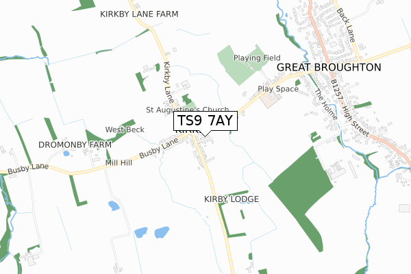 TS9 7AY map - small scale - OS Open Zoomstack (Ordnance Survey)