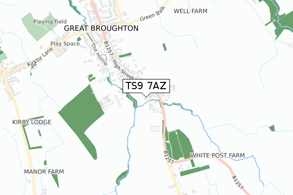 TS9 7AZ map - small scale - OS Open Zoomstack (Ordnance Survey)