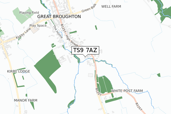 TS9 7AZ map - small scale - OS Open Zoomstack (Ordnance Survey) TS9 7AZ map - small scale - OS Open Zoomstack (Ordnance Survey)