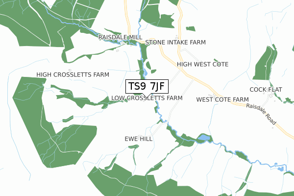 TS9 7JF map - small scale - OS Open Zoomstack (Ordnance Survey)