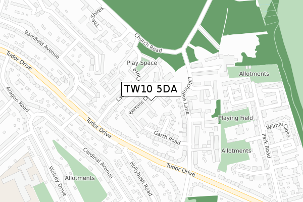 TW10 5DA map - large scale - OS Open Zoomstack (Ordnance Survey)