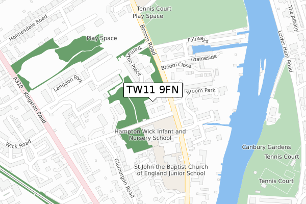 TW11 9FN map - large scale - OS Open Zoomstack (Ordnance Survey)