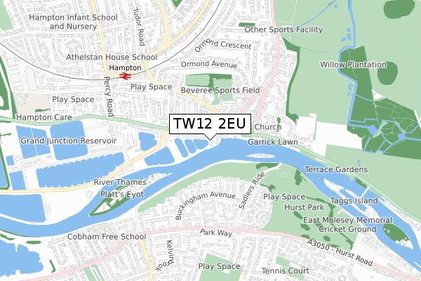 TW12 2EU map - small scale - OS Open Zoomstack (Ordnance Survey)