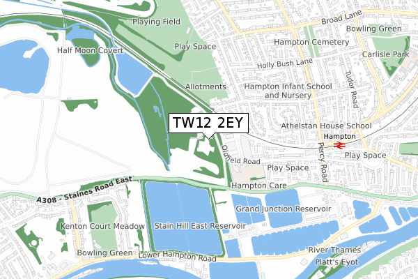 TW12 2EY map - small scale - OS Open Zoomstack (Ordnance Survey)