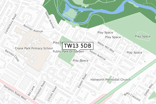 TW13 5DB map - large scale - OS Open Zoomstack (Ordnance Survey)