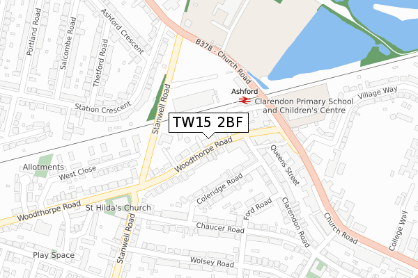 TW15 2BF map - large scale - OS Open Zoomstack (Ordnance Survey)