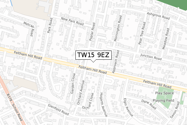 TW15 9EZ map - large scale - OS Open Zoomstack (Ordnance Survey)