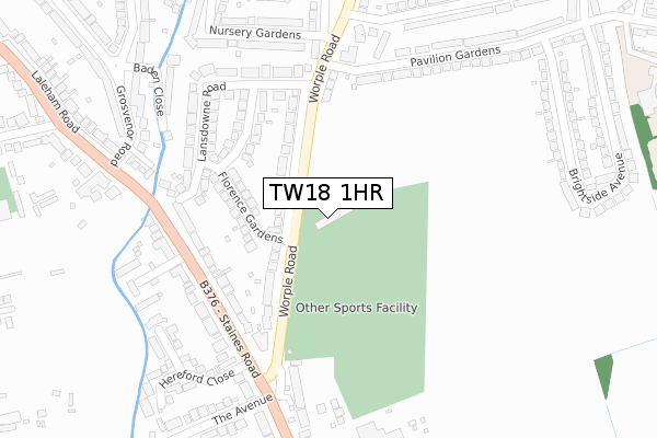 TW18 1HR map - large scale - OS Open Zoomstack (Ordnance Survey)