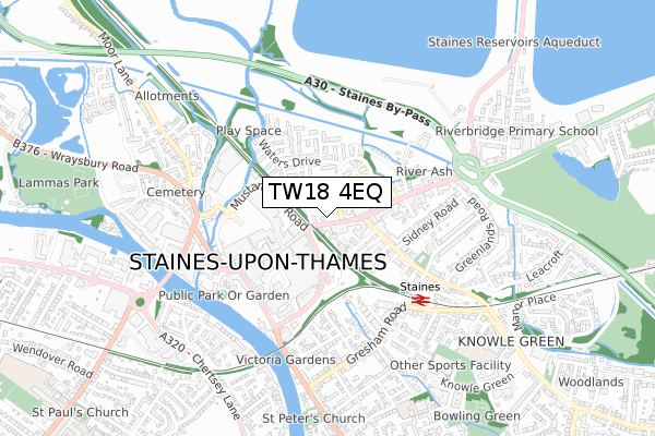 TW18 4EQ map - small scale - OS Open Zoomstack (Ordnance Survey)