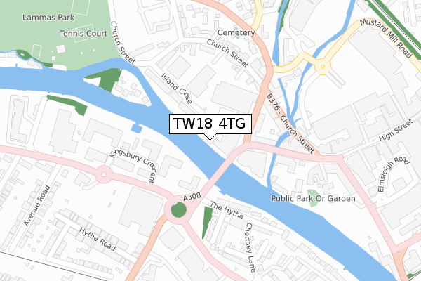 TW18 4TG map - large scale - OS Open Zoomstack (Ordnance Survey)