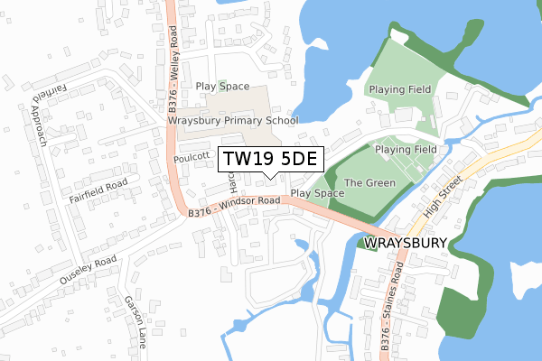 TW19 5DE map - large scale - OS Open Zoomstack (Ordnance Survey)