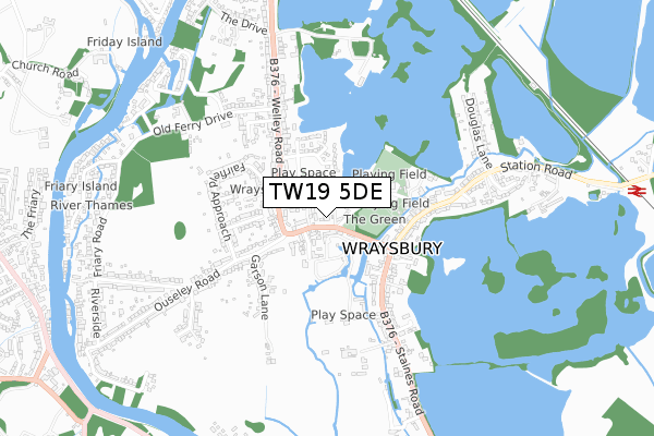 TW19 5DE map - small scale - OS Open Zoomstack (Ordnance Survey)