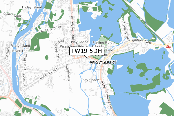 TW19 5DH map - small scale - OS Open Zoomstack (Ordnance Survey)