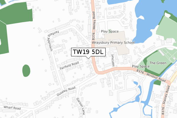 TW19 5DL map - large scale - OS Open Zoomstack (Ordnance Survey)