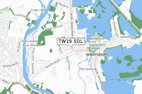 TW19 5DL map - small scale - OS Open Zoomstack (Ordnance Survey)