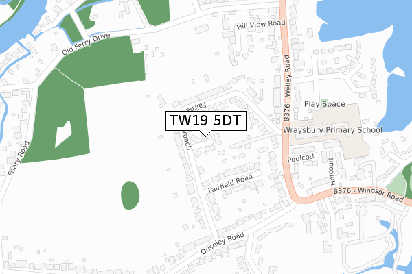 TW19 5DT map - large scale - OS Open Zoomstack (Ordnance Survey)