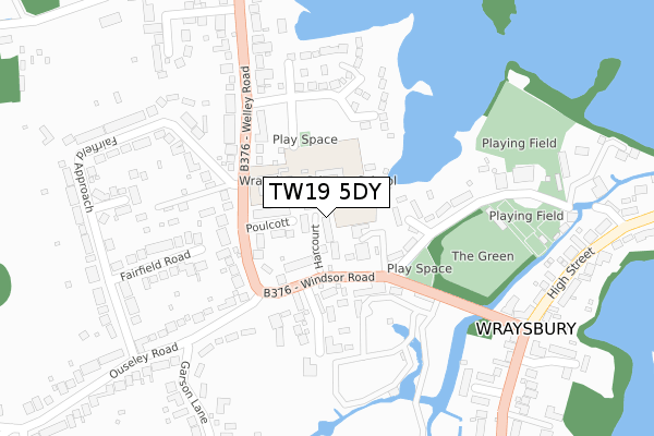 TW19 5DY map - large scale - OS Open Zoomstack (Ordnance Survey)