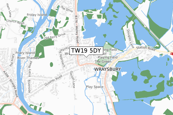 TW19 5DY map - small scale - OS Open Zoomstack (Ordnance Survey)