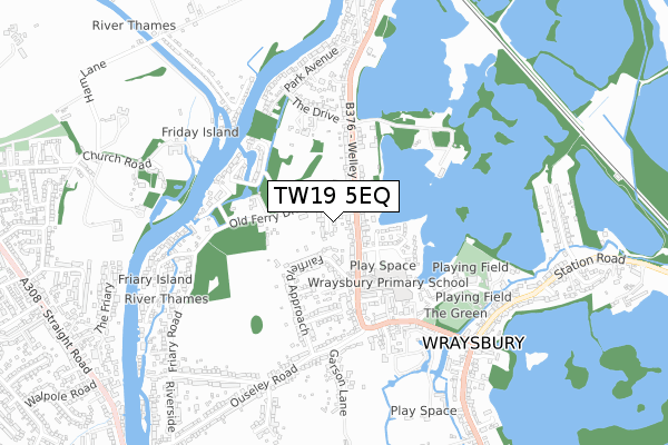 TW19 5EQ map - small scale - OS Open Zoomstack (Ordnance Survey)