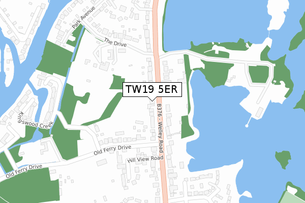 TW19 5ER map - large scale - OS Open Zoomstack (Ordnance Survey)