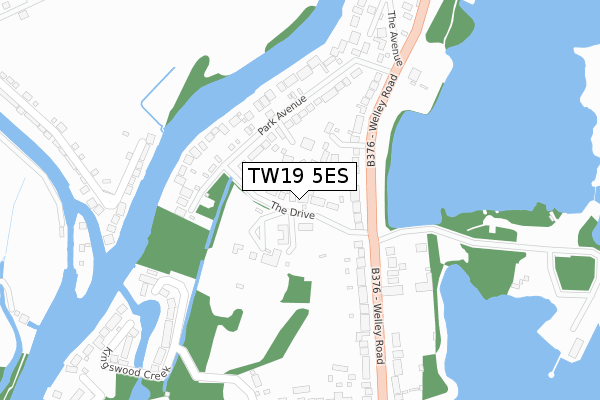 TW19 5ES map - large scale - OS Open Zoomstack (Ordnance Survey)