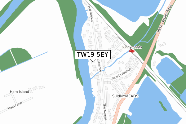 TW19 5EY map - large scale - OS Open Zoomstack (Ordnance Survey)