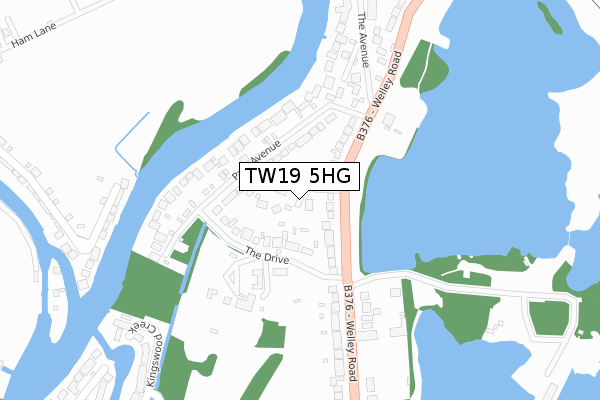 TW19 5HG map - large scale - OS Open Zoomstack (Ordnance Survey)