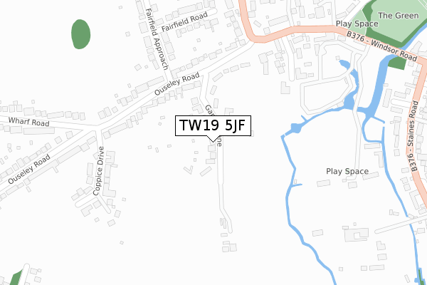 TW19 5JF map - large scale - OS Open Zoomstack (Ordnance Survey)