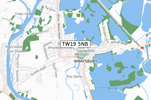 TW19 5NB map - small scale - OS Open Zoomstack (Ordnance Survey)
