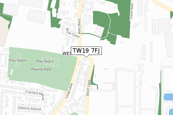 TW19 7FJ map - large scale - OS Open Zoomstack (Ordnance Survey)