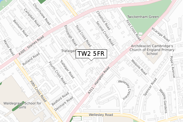 TW2 5FR map - large scale - OS Open Zoomstack (Ordnance Survey)