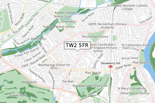 TW2 5FR map - small scale - OS Open Zoomstack (Ordnance Survey)
