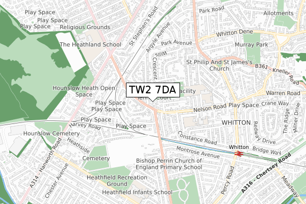 TW2 7DA map - small scale - OS Open Zoomstack (Ordnance Survey) TW2 7DA map - small scale - OS Open Zoomstack (Ordnance Survey)