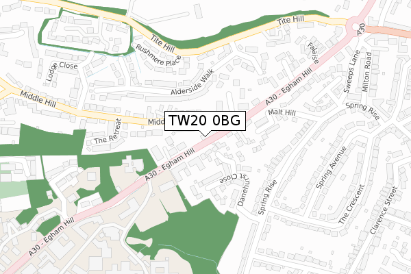 TW20 0BG map - large scale - OS Open Zoomstack (Ordnance Survey)