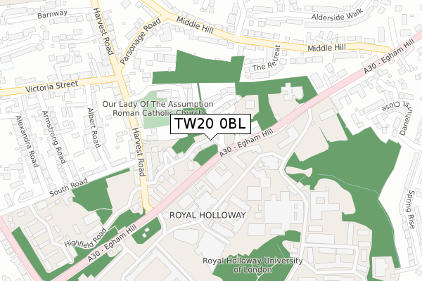 TW20 0BL map - large scale - OS Open Zoomstack (Ordnance Survey)