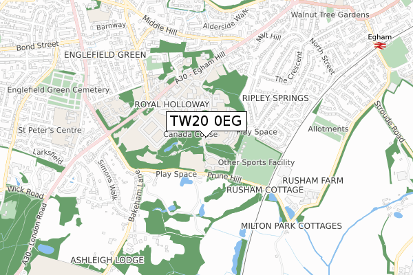 TW20 0EG map - small scale - OS Open Zoomstack (Ordnance Survey)