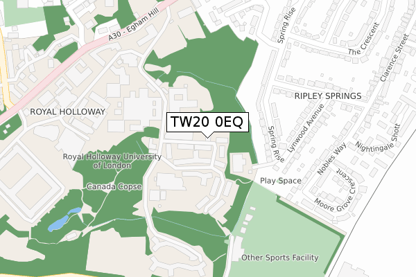 TW20 0EQ map - large scale - OS Open Zoomstack (Ordnance Survey)