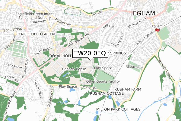 TW20 0EQ map - small scale - OS Open Zoomstack (Ordnance Survey)