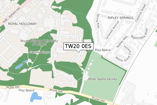 TW20 0ES map - large scale - OS Open Zoomstack (Ordnance Survey)
