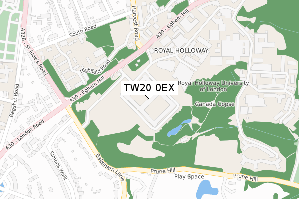 TW20 0EX map - large scale - OS Open Zoomstack (Ordnance Survey)