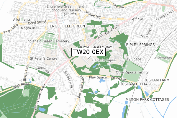TW20 0EX map - small scale - OS Open Zoomstack (Ordnance Survey) TW20 0EX map - small scale - OS Open Zoomstack (Ordnance Survey)