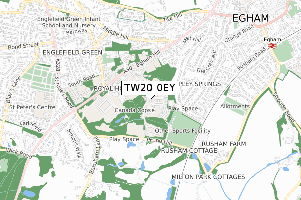 TW20 0EY map - small scale - OS Open Zoomstack (Ordnance Survey) TW20 0EY map - small scale - OS Open Zoomstack (Ordnance Survey)