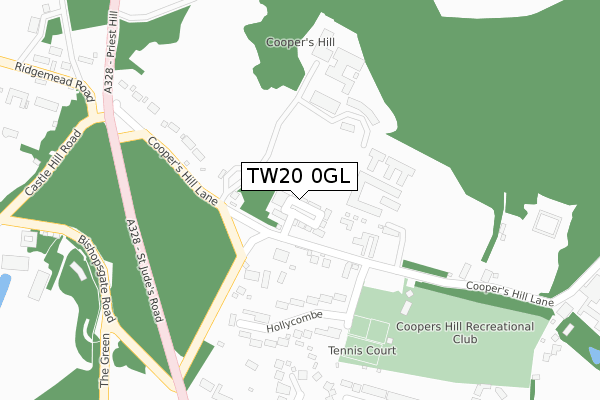TW20 0GL map - large scale - OS Open Zoomstack (Ordnance Survey)