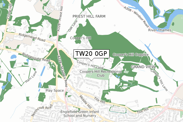 TW20 0GP map - small scale - OS Open Zoomstack (Ordnance Survey)