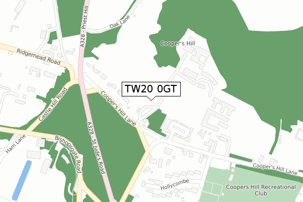 TW20 0GT map - large scale - OS Open Zoomstack (Ordnance Survey)