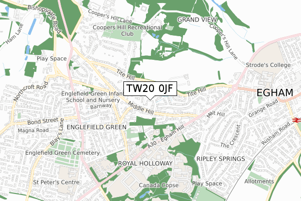 TW20 0JF map - small scale - OS Open Zoomstack (Ordnance Survey)